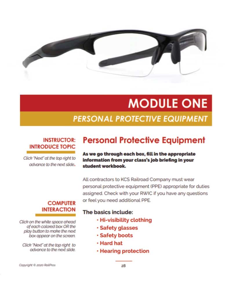 Print module one Guide Sample page - Expert Media Production - RailPros